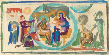 Weihnachten ist das Fest der Geburt Christi in Betlehem. Im Mittelpunkt des Festes steht der Glaube, dass Gott Mensch geworden ist, um die Menschheit zu erlösen. Diesen Entwurf für ein Altarbild der Kirche Kapfenberg-Heilige Familie schuf akad. Maler